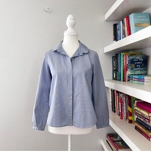 Tara Jarmon Blue Button Down striped shirt size EU 36 or US 6